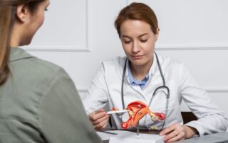 médica em consulta ginecológica